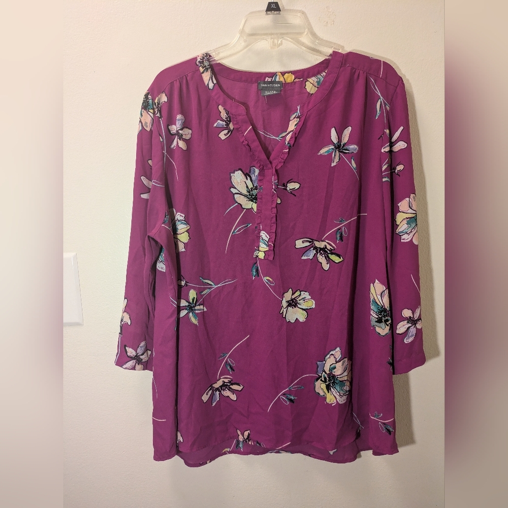 Van Heusen Fuchsia Floral Blouse